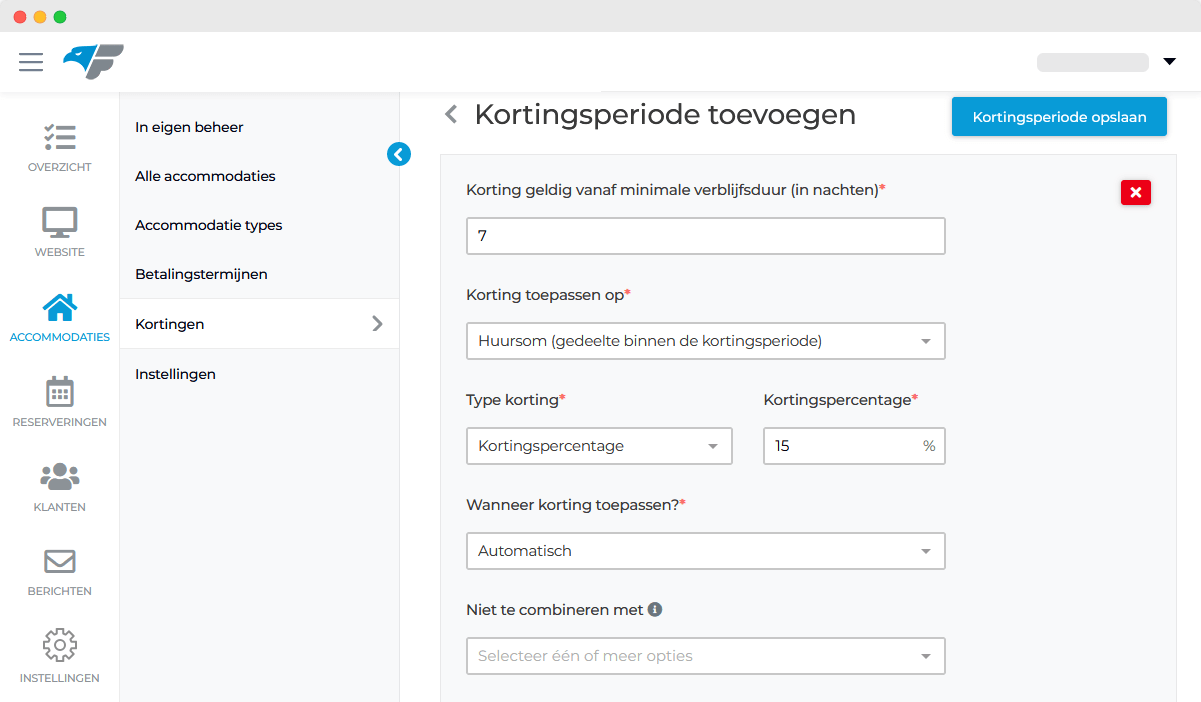 Aanbiedingen instellen in verhuurwebsite