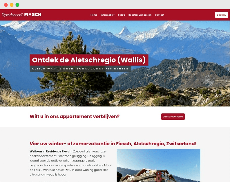 Verhuurwebsite Résidence Fiesch