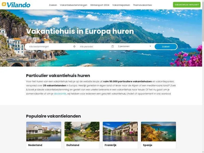 Vilando Vakantiehuis verhuur website